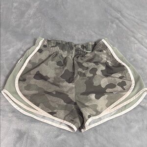 Nike Women's Camo Athletic Shorts - army, sage and olive green color.